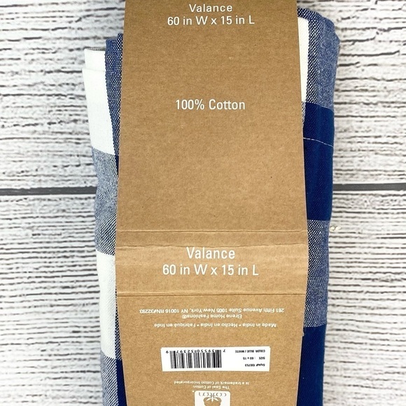 NEW Elrene Farmhouse Blue Check Valance - Picture 5 of 6